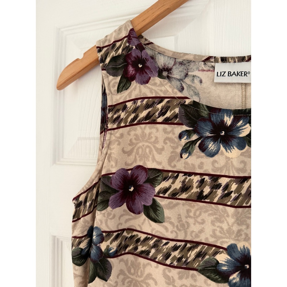 Vintage Liz Baker Womens Silk Sleeveless Maxi Summer Dress Retro 90s Mom - Picture 2 of 5